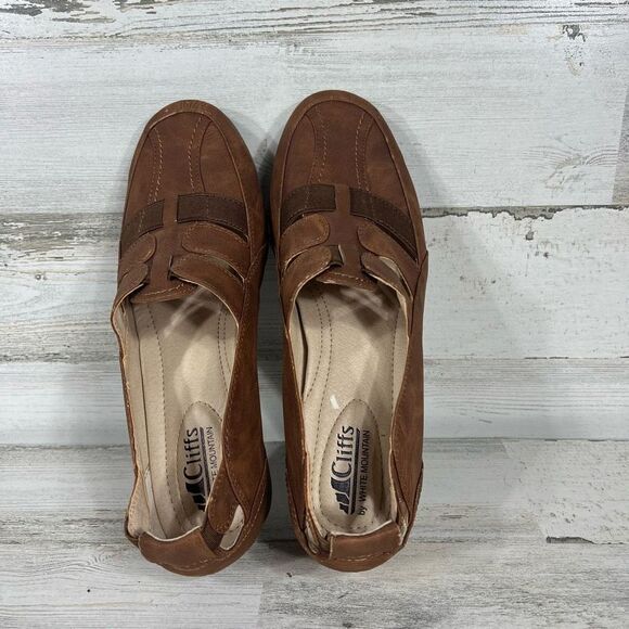 White Mountain Cliffs Samoa‎ Women's Tan Leather Slip On Flats Shoes Size 8.5 M - Picture 7 of 9